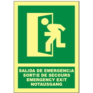Señales verticales fotoluminiscentes en 4 idiomas