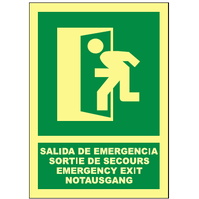 Señales de evacuación, salvamento y socorro  Señales verticales en 4 idiomas