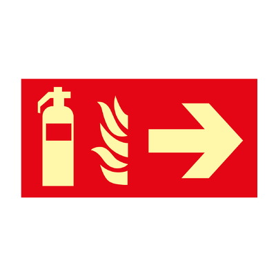 Señales fotoluminiscentes de indicación de elementos contra incendio o emergencia.