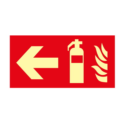 Señales fotoluminiscentes de indicación de elementos contra incendio o emergencia.