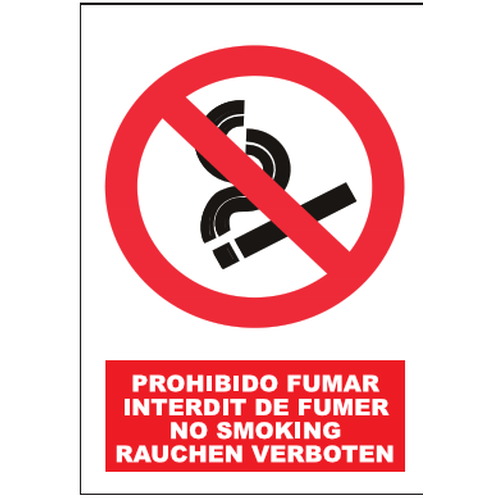 Señales de prohibición. Disponibles en poliestireno blanco de 1mm, vinilo adhesivo y aluminio blanco de 0,8mm. Medidas: 210x290mm, 300x400mm, 400x600mm.