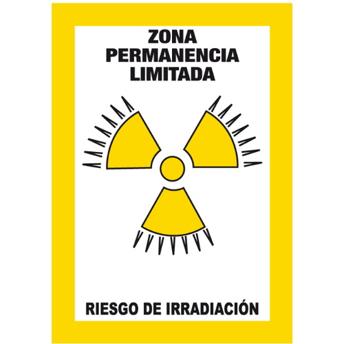 ☢ Estas señales se utilizan en espacios donde se manipulen o almacenen radionucleidos o se disponga de generadores de radiaciones ionizantes. Estos espacios deben estar perfectamente delimitados y señalizados según lo establecido en la norm