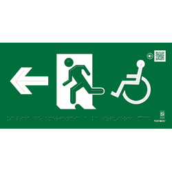 PVC Fotoluminiscente Clase A Braille 320x160mm BR-0247 Señal Braille PVC Clase A Ruta izquierda