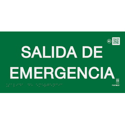 PVC Fotoluminiscente Clase A Braille 297x148mm BR-0248 Señal Braille PVC Clase A Salida emergencia
