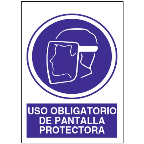 Señales de obligación y uso obligatorio en el trabajo. Disponibles en poliestireno blanco de 1mm, vinilo adhesivo y aluminio blanco de 0,8mm. Medidas: 210x290mm, 300x400mm, 400x600mm.