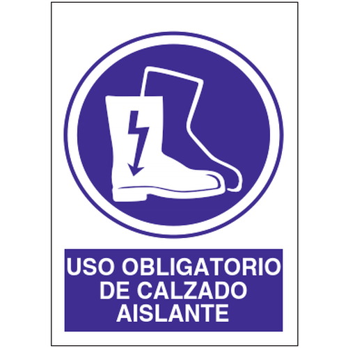 Señales de obligación y uso obligatorio en el trabajo. Disponibles en poliestireno blanco de 1mm, vinilo adhesivo y aluminio blanco de 0,8mm. Medidas: 210x290mm, 300x400mm, 400x600mm.