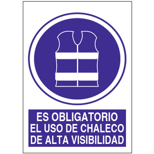 Señales de obligación y uso obligatorio en el trabajo. Disponibles en poliestireno blanco de 1mm, vinilo adhesivo y aluminio blanco de 0,8mm. Medidas: 210x290mm, 300x400mm, 400x600mm.