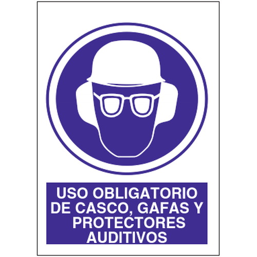 Señales de obligación y uso obligatorio en el trabajo. Disponibles en poliestireno blanco de 1mm, vinilo adhesivo y aluminio blanco de 0,8mm. Medidas: 210x290mm, 300x400mm, 400x600mm.