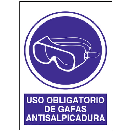 Señales de obligación y uso obligatorio en el trabajo. Disponibles en poliestireno blanco de 1mm, vinilo adhesivo y aluminio blanco de 0,8mm. Medidas: 210x290mm, 300x400mm, 400x600mm.