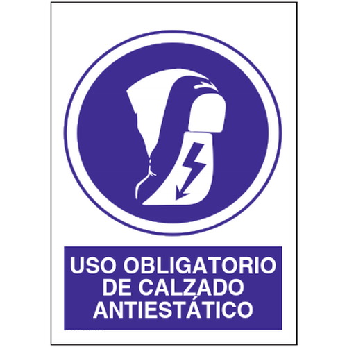Señales de obligación y uso obligatorio en el trabajo. Disponibles en poliestireno blanco de 1mm, vinilo adhesivo y aluminio blanco de 0,8mm. Medidas: 210x290mm, 300x400mm, 400x600mm.