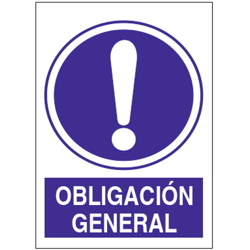 Señales de obligación y uso obligatorio en el trabajo. Disponibles en poliestireno blanco de 1mm, vinilo adhesivo y aluminio blanco de 0,8mm. Medidas: 210x290mm, 300x400mm, 400x600mm.