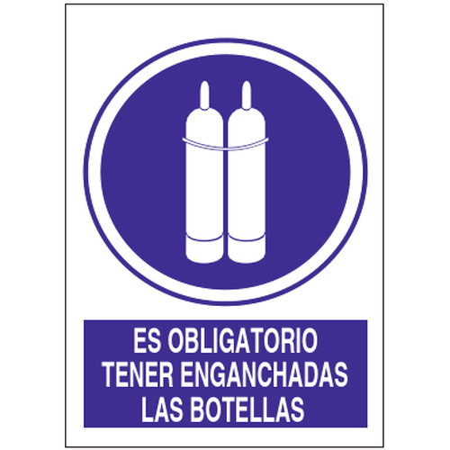 Señales de obligación y uso obligatorio en el trabajo. Disponibles en poliestireno blanco de 1mm, vinilo adhesivo y aluminio blanco de 0,8mm. Medidas: 210x290mm, 300x400mm, 400x600mm.