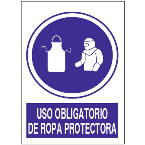 Señales de obligación y uso obligatorio en el trabajo. Disponibles en poliestireno blanco de 1mm, vinilo adhesivo y aluminio blanco de 0,8mm. Medidas: 210x290mm, 300x400mm, 400x600mm.