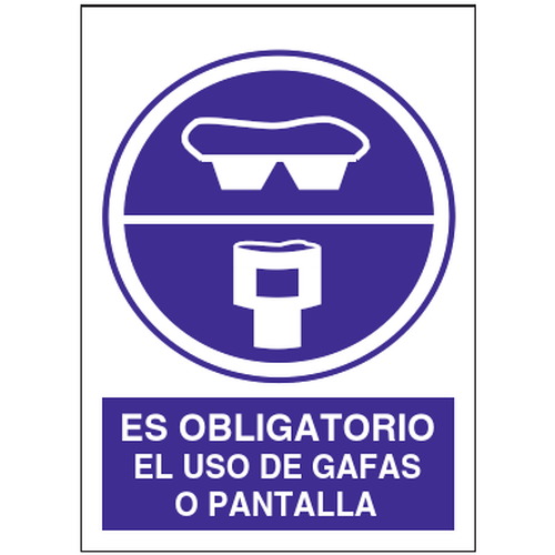 Señales de obligación y uso obligatorio en el trabajo. Disponibles en poliestireno blanco de 1mm, vinilo adhesivo y aluminio blanco de 0,8mm. Medidas: 210x290mm, 300x400mm, 400x600mm.