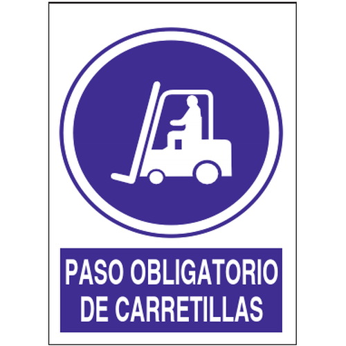 Señales de obligación y uso obligatorio en el trabajo. Disponibles en poliestireno blanco de 1mm, vinilo adhesivo y aluminio blanco de 0,8mm. Medidas: 210x290mm, 300x400mm, 400x600mm.