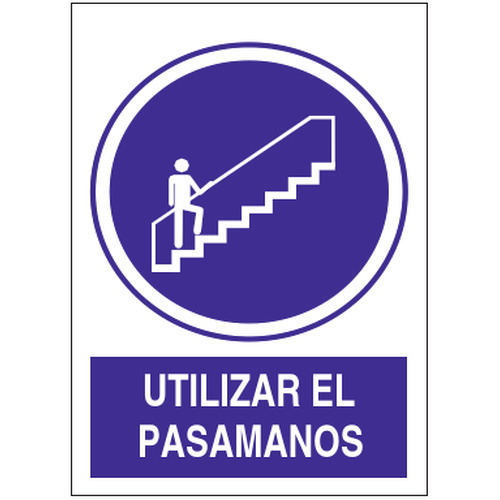Señales de obligación y uso obligatorio en el trabajo. Disponibles en poliestireno blanco de 1mm, vinilo adhesivo y aluminio blanco de 0,8mm. Medidas: 210x290mm, 300x400mm, 400x600mm.