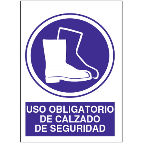 Señales de obligación y uso obligatorio en el trabajo. Disponibles en poliestireno blanco de 1mm, vinilo adhesivo y aluminio blanco de 0,8mm. Medidas: 210x290mm, 300x400mm, 400x600mm.