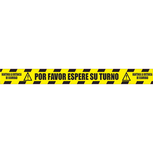 Pictogramas de seguridad específicos para el suelo. Fabricados en vinilo adhesivo, con laminador antideslizante de alta resistencia y dimensiones de 1000 x 100 milímetros. Señales adhesivas para suelos