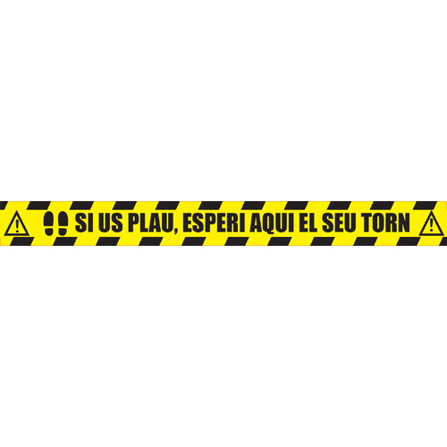 Pictogramas de seguridad específicos para el suelo. Fabricados en vinilo adhesivo, con laminador antideslizante de alta resistencia y dimensiones de 1000 x 100 milímetros. Señales adhesivas para suelos
