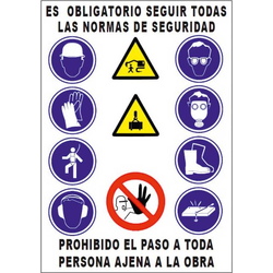 Cartelería para obras  Cartel combinado obras Señales Verticales Glasspack 70x100cm. Disponible en varios idiomas