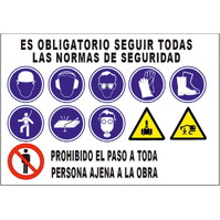Cartelería para obras  Cartel combinado obras Señales Horizontales Glasspack 100X70cm