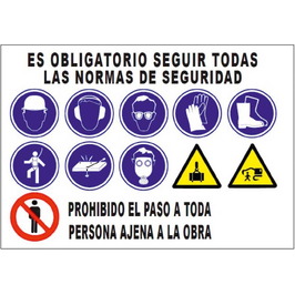 Cartelería para obras  Cartel combinado obras Señales Horizontales Glasspack 100X70cm