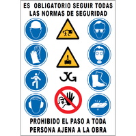 Cartelería para obras 960-L Cartel combinado multiobra Lona 700x1000mm
