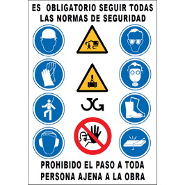 Cartelería para obras 960-L Cartel combinado multiobra Lona 700x1000mm