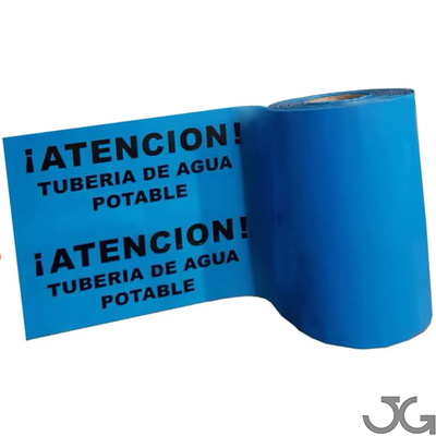 Cinta para señalización subterránea de tubería o conductos de agua. Cinta 30cm x 250m. Galga 300. Cinta azul señalizacion para tuberias enterradas