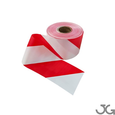 108-200 Cinta señalización Roja-Blanca 7cm x 200m. Galga 200 Cinta de señalización de balizamiento en bandas alternativas blanco/rojo. Galga 200. Se vende en rollos de 200 m. Cinta de balizar de tipo LÁMINA impresa en ROJO y por las dos caras