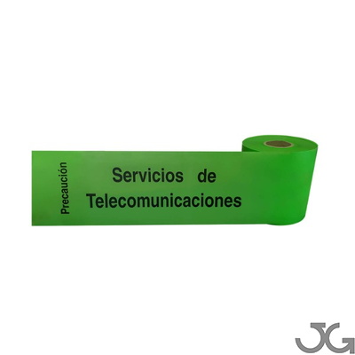 113 Cinta 15cm x 200m señalización ATENCIÓN CABLES DE TELECOMUNICACIONES. Galga 300 Cinta para señalización subterránea de cables de telecomunicaciones, cables eléctricos o fibra óptica. Cinta señalizacion para cables enterrados. Cinta de balizar de tipo LÁMINA impresa en NEGRO por una cara