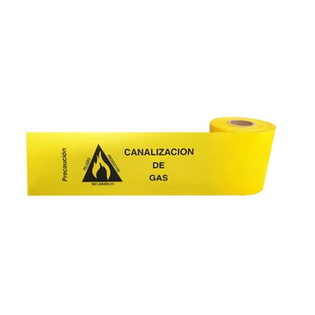 Cinta 15cm x 200m Señalización ATENCIÓN TUBERÍA DE GAS subterránea. Galga 300