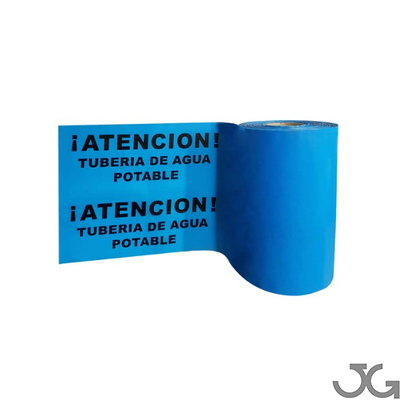 Cinta para señalización subterránea de tubería o conductos de agua. Cinta 30cm x 250m. Galga 300. Cinta azul señalizacion para tuberias enterradas