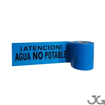115A Cinta 15cm x 200m Señalización ATENCIÓN Tubería Agua no Potable. Galga 300 Cinta para señalización subterránea de tubería o conductos de agua no potable. Cinta 15cm x 200m Galga 300. Cinta verde señalizacion para tuberias enterradas. Cinta de balizar de tipo LÁMINA impresa en NEGRO y por una cara