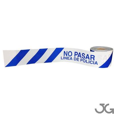 Cinta señalización No pasar Línea de Policía. Cinta de 10cm x 200m Galga 300. Cinta de balizar de tipo LÁMINA impresa en AZUL y por una cara. Su utilidad es para el marcaje de zonas de restricción policial.