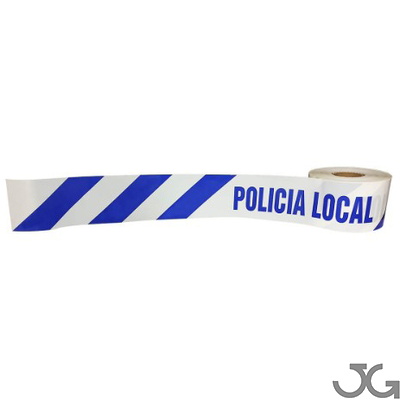 Cinta balizamiento y señalización policía local. Cinta de 10cm x 200m Galga 300. Cinta de balizar de tipo LÁMINA impresa en AZUL y por una cara. Su utilidad es para el marcaje de zonas de restricción policial.