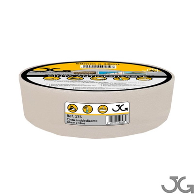 Cinta adhesiva antideslizante colores de 50mm x 18m Cintas antideslizantes con base autoadhesiva adecuada para la aplicación en superficies lisas de medidas. Disponible en gris, marrón, rojo, blanco, azul y transparente. Medidas de 50mm x 18m