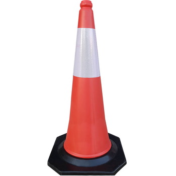 Cono PE 75cm Base de caucho Banda Réflex 22 cm