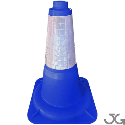 90404 Cono azul PVC Flexible 45cm Cono azul de señalización 1 pieza 45 cm de PVC blando con camisa Réflex de 20 cm. Peso: 1,250 kg. Base cono: 30x30 cm.