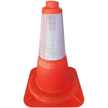 Cono naranja fluor PP duro 45cm Banda Réflex 20 cm
