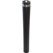 Bolardo fijo de acero lacado en negro con franja de acero inoxidable