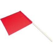 Balizamiento manual, paletas, bastón luminoso y banderas de señalización 4951 Bandera roja de señalización con mango de madera