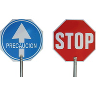 Balizamiento manual, paletas, bastón luminoso y banderas de señalización 4950 Paleta señalización Pase-Stop PVC con mango de aluminio