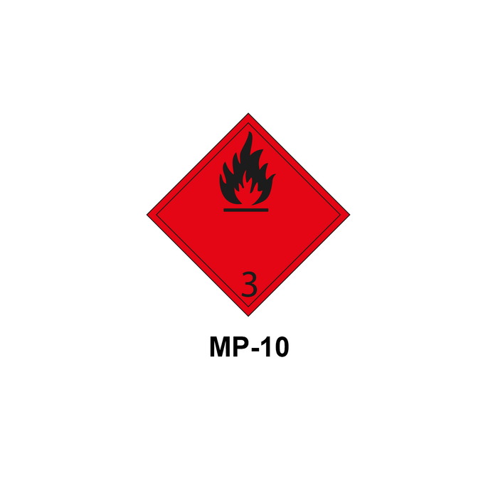 MP-10 Peligros de Clase 3 Líquidos inflamables rojo Indique la señal de mercancia peligrosa que necesita