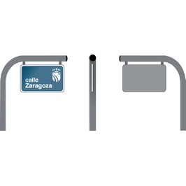 Placas de calle PC-011 Poste acero galvanizado 3,5m altura con 1 placa de calle 500x330x1mm cantos redondeados