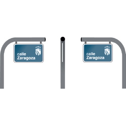 Placas de calle PC-012 Poste acero galvanizado 3,5m altura con 2 placas de calle 500x330x1mm cantos redondeados