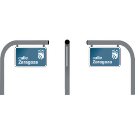 Placas de calle PC-012 Poste acero galvanizado 3,5m altura con 2 placas de calle 500x330x1mm cantos redondeados