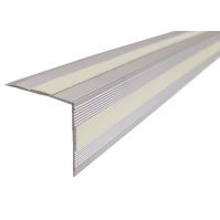 Esquineras y cantoneras de caucho PL-08 Perfil de aluminio escaleras en "V" de 1000x30x30mm con 1+1 línea luminiscente