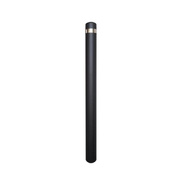 Bolardo fijo de acero lacado en negro con franja de acero inoxidable