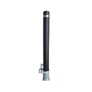 Bolardo extraíble de acero con franja de inoxidable, incluye base y llave